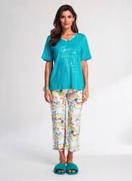 Pijama mâneci scurte albastru MASSANA femme