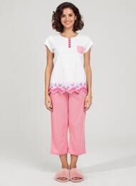 Pijama mâneci scurte alb MASSANA femme