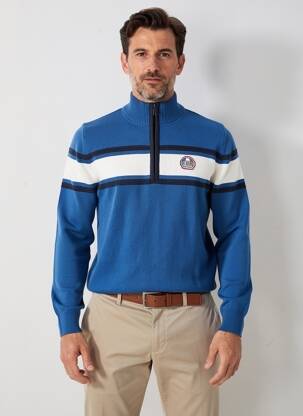 Pulover elasticitate mâneci lungi albastru DELAHAYE bărbat