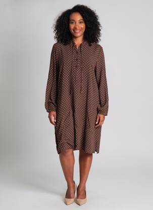 Rochie midi croială fluidă mâneci lungi maro NICE THINGS femeie