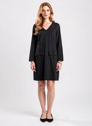 Rochie scurtă închidere cu fermoar la spate mâneci lungi negru ORTO BOTANICO femeie