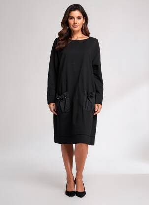 Rochie midi mâneci lungi mâneci lungi negru ORTO BOTANICO femeie