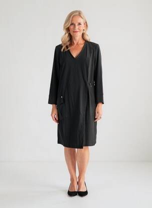Rochie midi mâneci lungi mâneci lungi negru MC PLANET femeie