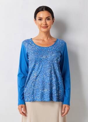 Top mâneci lungi mâneci lungi albastru SANDWICH femeie