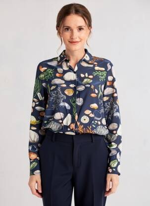 Cămașă croială cambrată mâneci lungi albastru NICE THINGS femeie