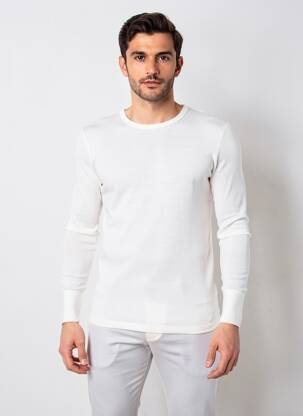 Tricou croială cambrată mâneci lungi alb EMINENCE bărbat