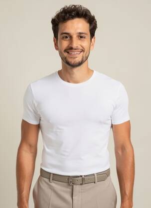 Tricou croială cambrată mâneci scurte alb EMINENCE bărbat