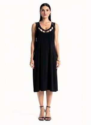 Rochie midi fără mâneci fără mâneci negru JUMFIL femeie