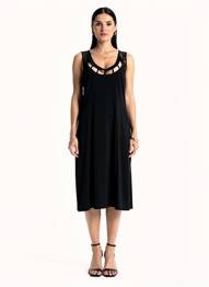 Rochie midi fără mâneci fără mâneci negru JUMFIL femeie