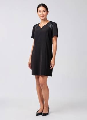 Rochie scurtă închidere cu fermoar la spate mâneci scurte negru JUMFIL femeie