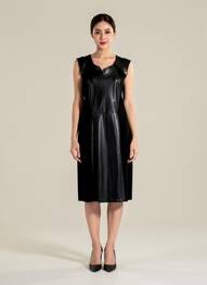 Rochie midi fără mâneci fără mâneci negru JUMFIL femeie