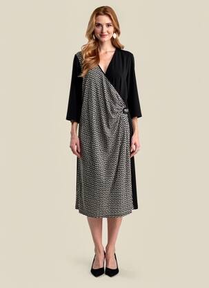 Rochie midi mâneci 3/4 mâneci 3/4 negru JUMFIL femeie