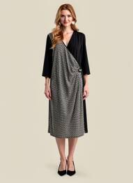 Rochie midi mâneci 3/4 mâneci 3/4 negru JUMFIL femeie