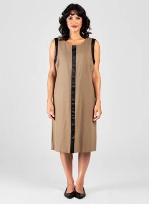 Rochie midi fără mâneci fără mâneci maro JUMFIL femeie