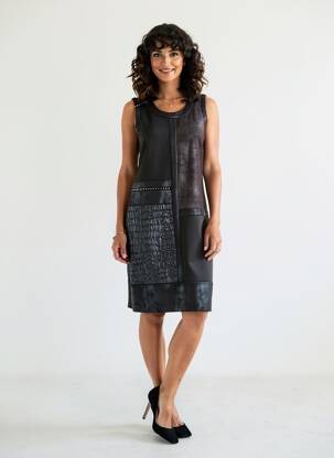 Rochie midi fără mâneci fără mâneci negru JUMFIL femeie