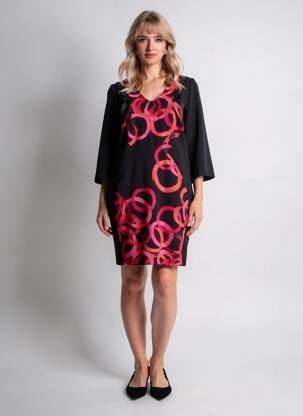 Rochie scurtă mâneci 3/4 mâneci 3/4 negru ÉCLÀ femeie