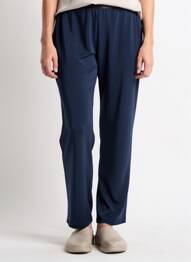 Pantalon drept talie elastică albastru JUMFIL femeie