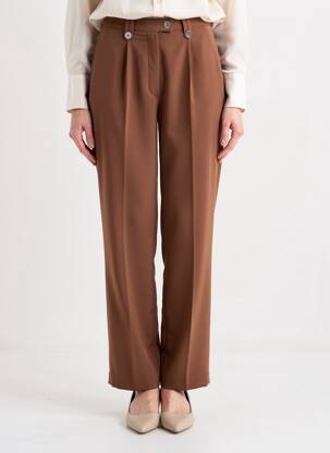 Pantalon drept talie înaltă talie înaltă maro JUMFIL femeie