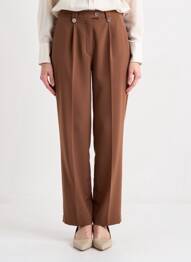 Pantalon drept talie înaltă talie înaltă maro JUMFIL femeie