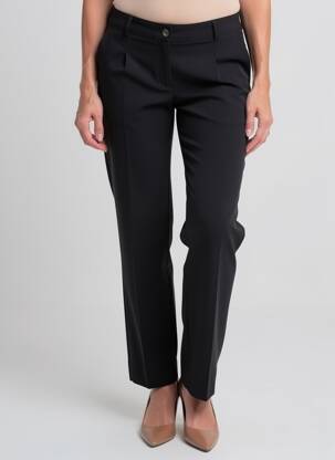 Pantalon drept țesătură crep talie înaltă negru JUMFIL femeie