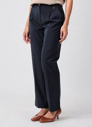 Pantalon drept țesătură crep talie înaltă albastru JUMFIL femeie