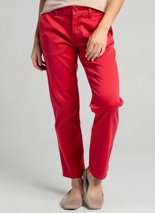 Pantalon chino țesătură poplin mărime normală roșu KARIBAN femeie