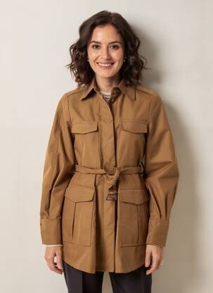 Trench țesătură poplin fără glugă maro DE ROYAL femeie