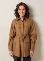 Trench țesătură poplin fără glugă maro DE ROYAL femeie