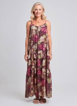 Rochie lungă imprimeu fantezie fără mâneci violet CIVICO 1 femme