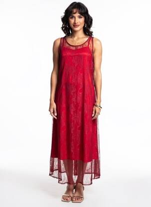 Rochie lungă fără mâneci fără mâneci roșu ALTAMIRA femeie