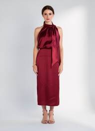 Rochie midi fără mâneci fără mâneci roșu ALTAMIRA femme