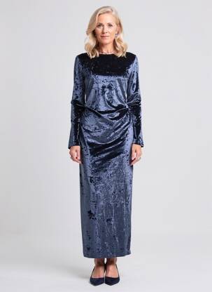 Rochie lungă mâneci lungi mâneci lungi albastru ANGELA DAVIS femeie