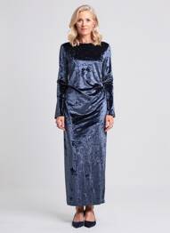 Rochie lungă mâneci lungi mâneci lungi albastru ANGELA DAVIS femme