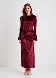 Rochie lungă mâneci lungi mâneci lungi roșu ANGELA DAVIS femme