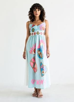 Rochie midi mâneci 3/4 mâneci 3/4 albastru CIVICO 1 femme
