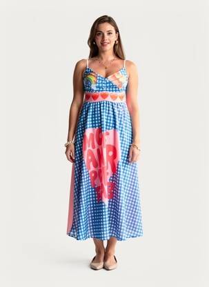 Rochie midi mâneci 3/4 mâneci 3/4 albastru CIVICO 1 femme