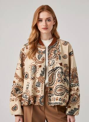 Jachete casual guler rotund bej LUMINA femeie