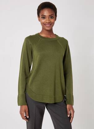 Pulover croială dreaptă mâneci lungi verde VOLPATO femeie