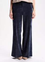 Pantalon larg închidere cu fermoar sub clapetă cu nasturi talie înaltă albastru DIANA GALLESI femme