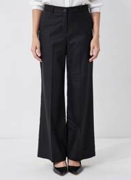 Pantalon larg închidere cu fermoar sub clapetă cu nasturi talie înaltă negru CIVICO 1 femme