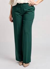 Pantalon evazat talie cu cleme talie înaltă verde ANGELA DAVIS femme