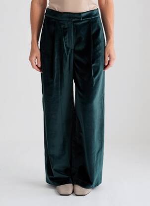 Pantalon larg talie cu cleme talie înaltă verde ANGELA DAVIS femeie