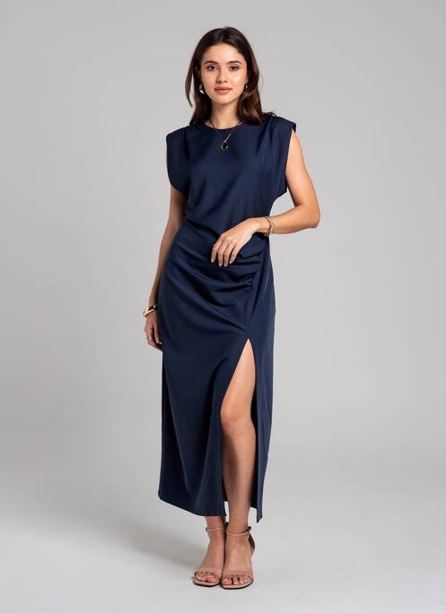 Rochie lungă mâneci scurte mâneci scurte albastru KING KONG femme