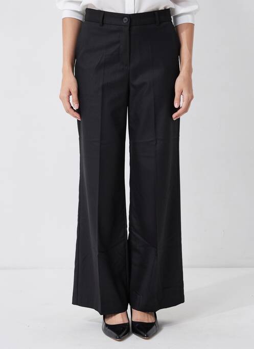 Pantalon larg închidere cu fermoar sub clapetă cu nasturi talie înaltă negru CIVICO 1 femme