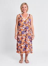 Rochie midi imprimeu floral fără mâneci portocaliu MERI & ESCA femeie
