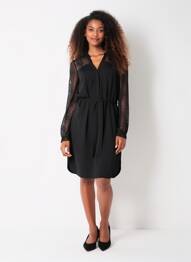 Rochie midi mâneci lungi mâneci lungi negru EMA BLUE'S femeie