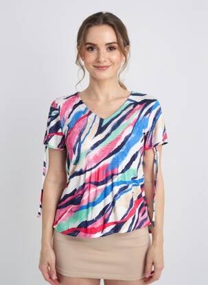 Tricou imprimeu fantezie mâneci scurte roz VIE NOCTURNE femeie