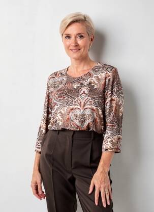 Tricou mâneci 3/4 mâneci 3/4 maro SIGNATURE femeie