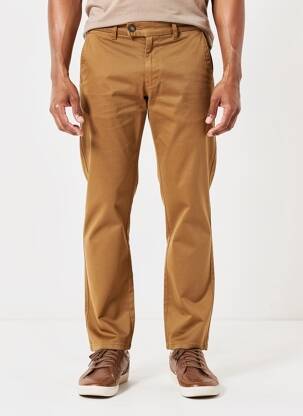 Pantalon chino țesătură poplin mărime normală maro FYNCH-HATTON bărbat