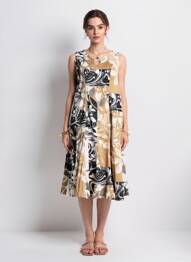 Rochie midi imprimeu fantezie fără mâneci alb CHRISTIAN MARRY femme